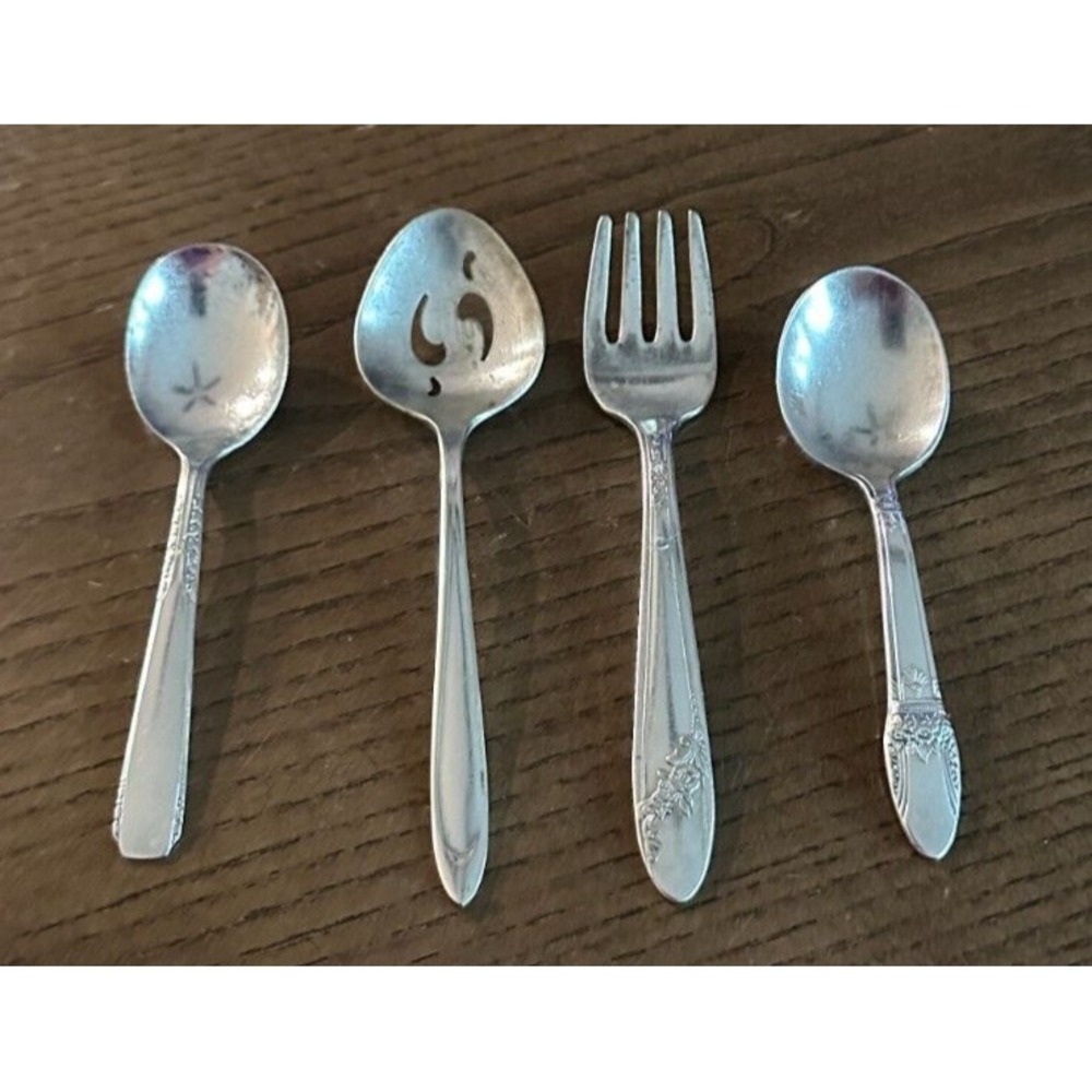 Vintage Small Mini Children Baby Silver Plate Utensils 71g Oneida‎ Rogers